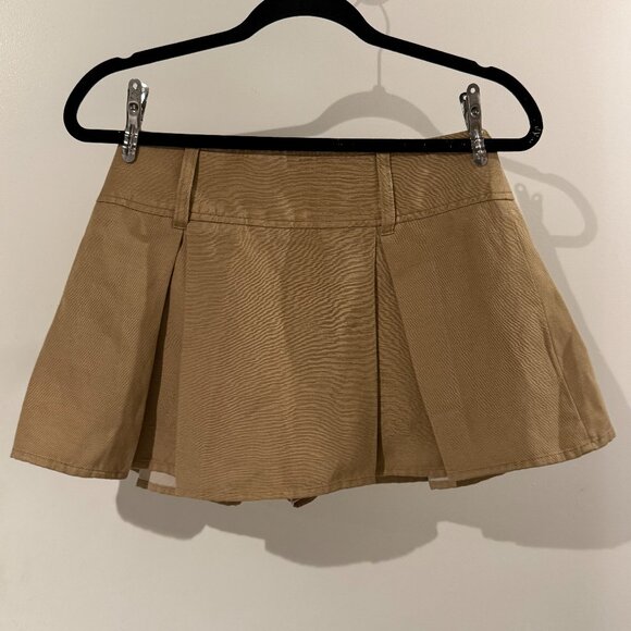 LINEN BLEND PLEATED MINI SKIRT Oak Fort - Picture 3 of 4